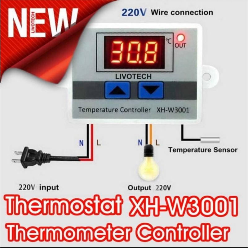 thermostat/termostat digital cocok untuk penetas telur XH-W3001 220v ac