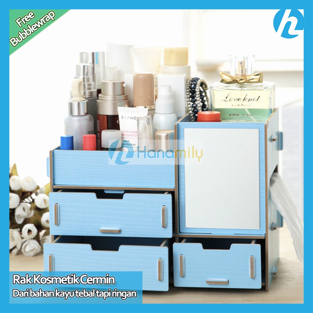 Rak Kosmetik Bahan Kayu CERMIN