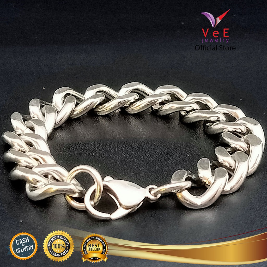 VeE Gelang Titanium Stainless Steel Model Rantai Besar Unisex