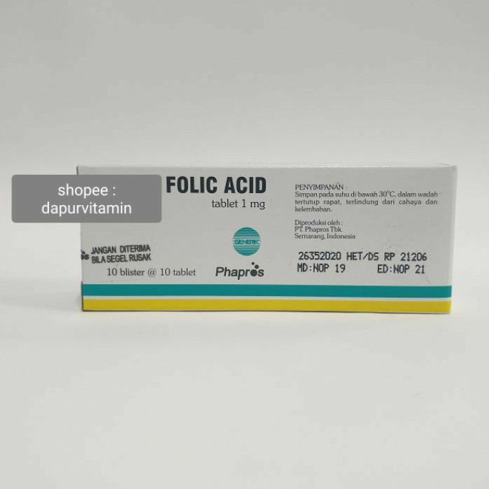 Folic Acid 1 Mg 100 S Tablet Phapros Asam Folat Vitamin Ibu Hamil Indonesia