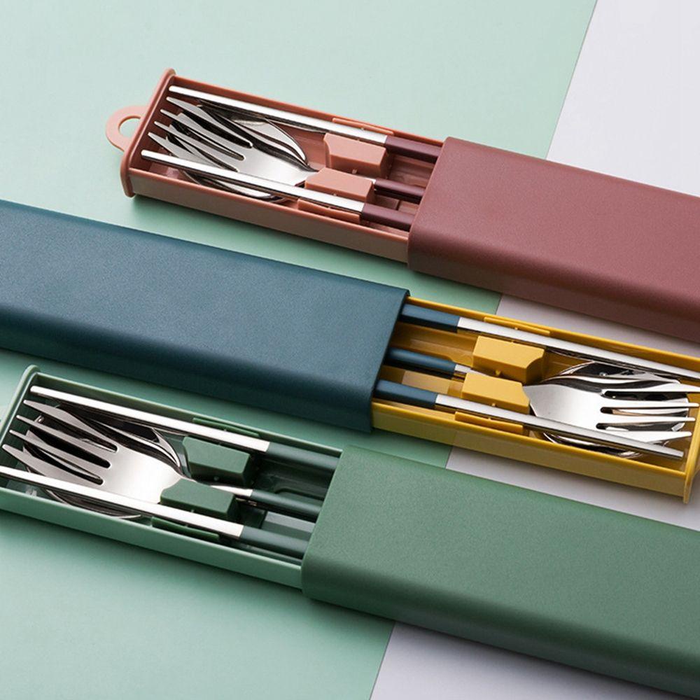 [Elegan] Sendok Kopi Sendok Makan Peralatan Makan Dengan Wadah Salad Fork Cutlery Set Sumpit