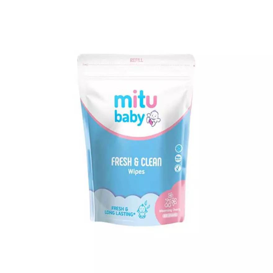 NEW ARRIVAL MITU BABY WIPES FRESH &amp; CLEAN BOTTLE BOTOL REFILL ISI 60S 60 LEMBAR