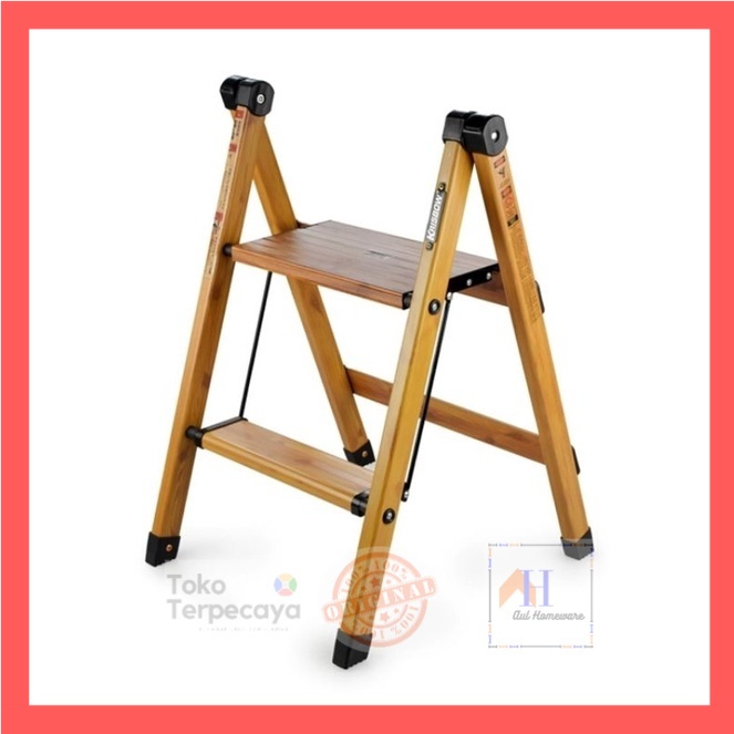 Tangga Lipat Aluminium 2 Step Motif Kayu Krisbow/Tangga Lipat/Tangga Alumunium