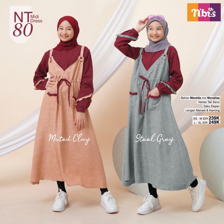 MIDI DRESS NIBRAS TEEN NT 080 TERBARU 2022/ DRESS REMAJA NIBRAS NT 080/ GAMIS REMAJA NIBRAS TEEN NT 