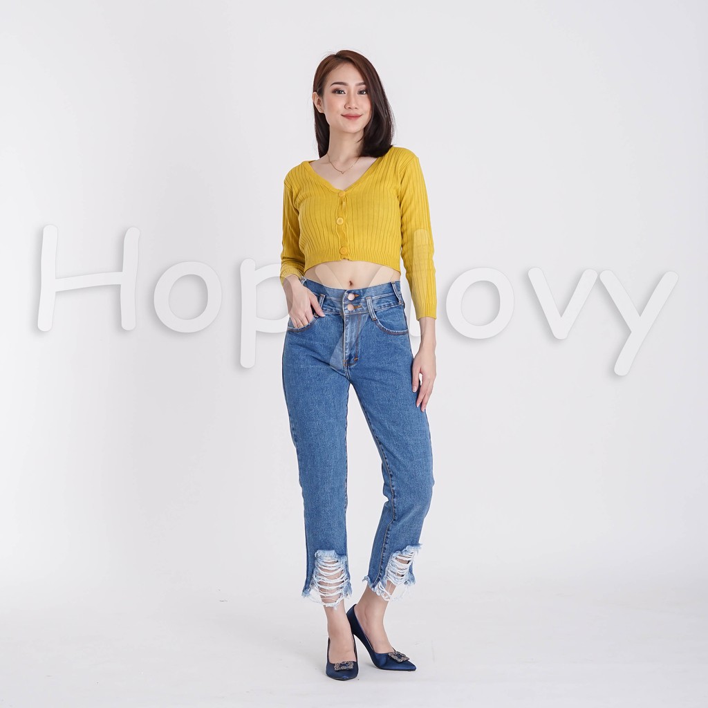 HOPYLOVY - Celana Jeans Boyfriend Wanita BF Loraine