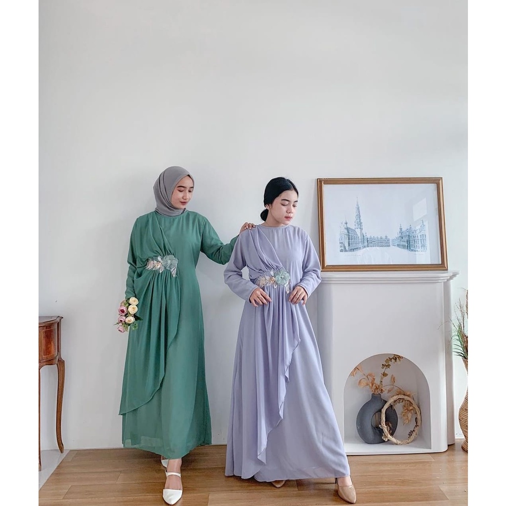 REYYA FLOWER DRESS / DRESS RAYA / DRESS LEBARAN / DRESS SERAGAMAN / DRESS KONDANGAN