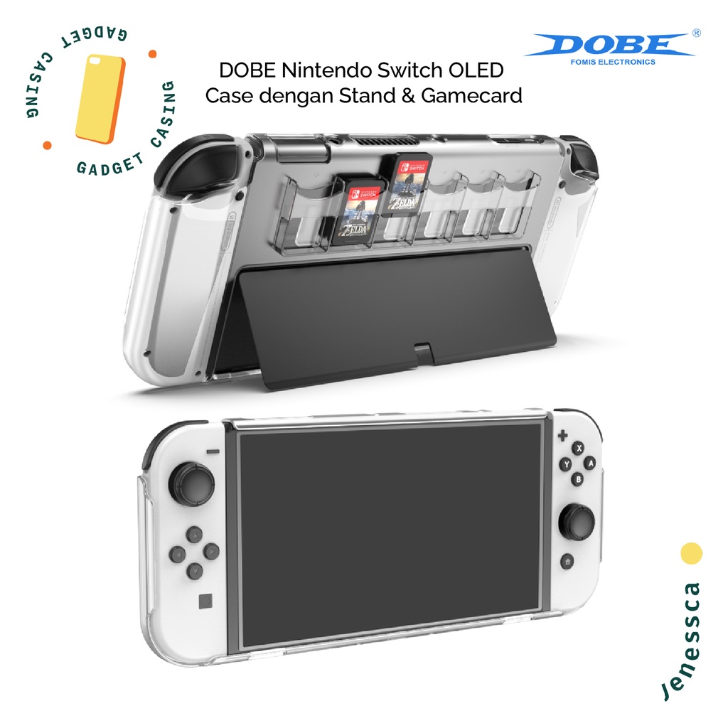 DOBE Nintendo Switch OLED Case Casing Transparent dengan Game Card Storage