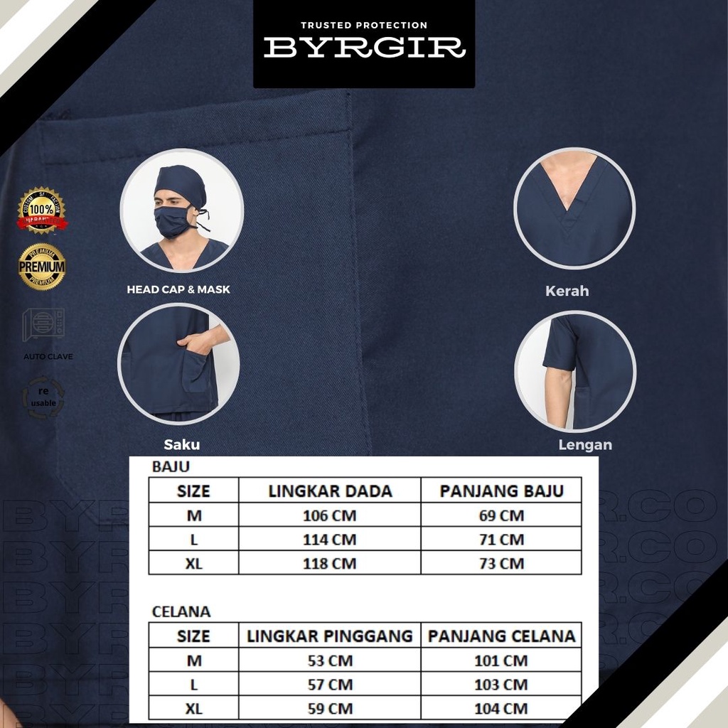 BYRGIR Baju OKA Lengan Pendek Dokter Perawat Bahan American Drill APD