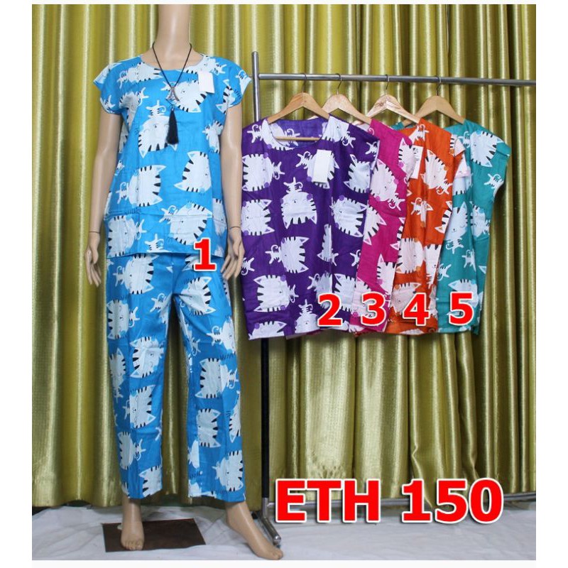 Setelan Celana Panjang, Bahan Katun Rayon, Celana Pinggang Karet