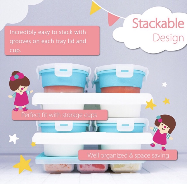 2angels silicone baby food storage cups 60 ml