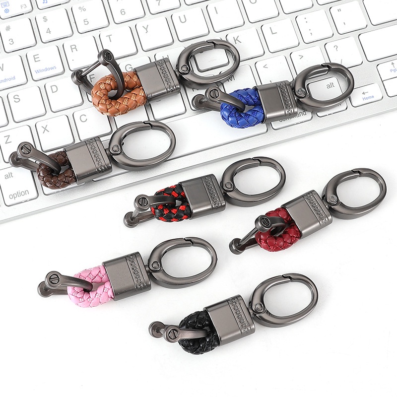 Gantungan Kunci Mobil Bahan Kulit Alloy Dapat Berputar 360 Derajat Handmade Untuk Pria Dan Wanita