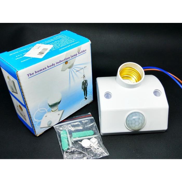 E27 Fitting Adapter Lampu Otomatis 220V Dengan Infrared+Sensor Gerak