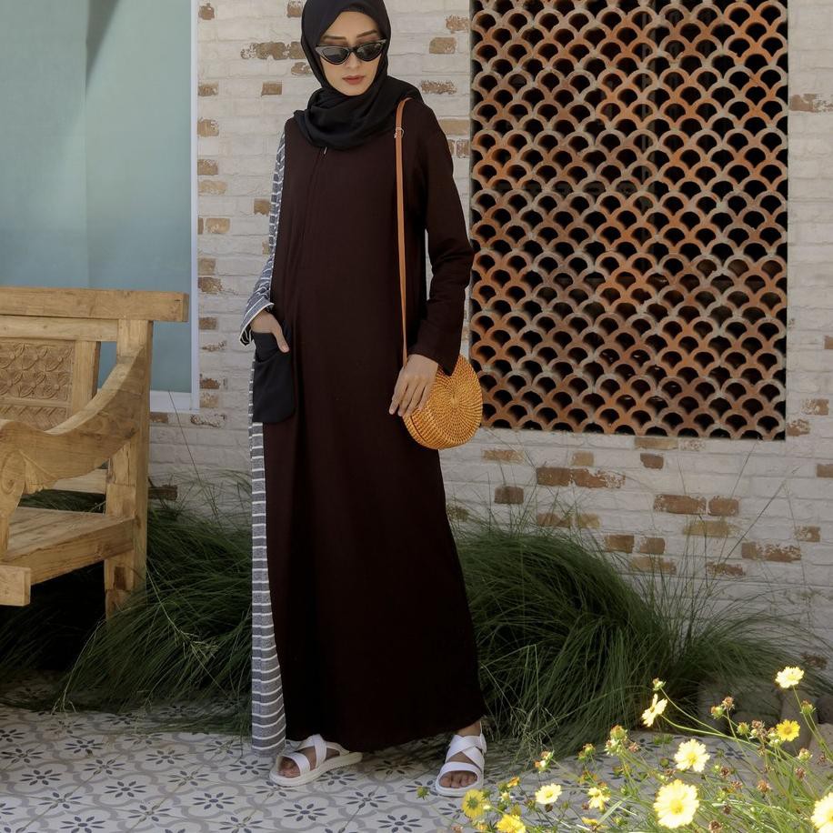 [ Murah ] IS6 DUPBASIC GAMIS KAOS CHESTER -Gamis Syari Stripe Terbaru Busui Friendly Modern Original