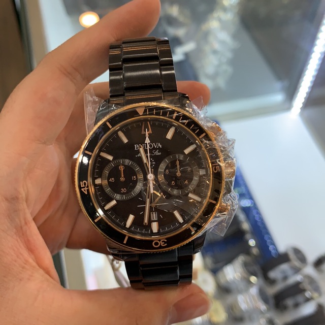 Bulova 98B302 Marine Star Jam Tangan Diver Pria Stainless Steel Hitam