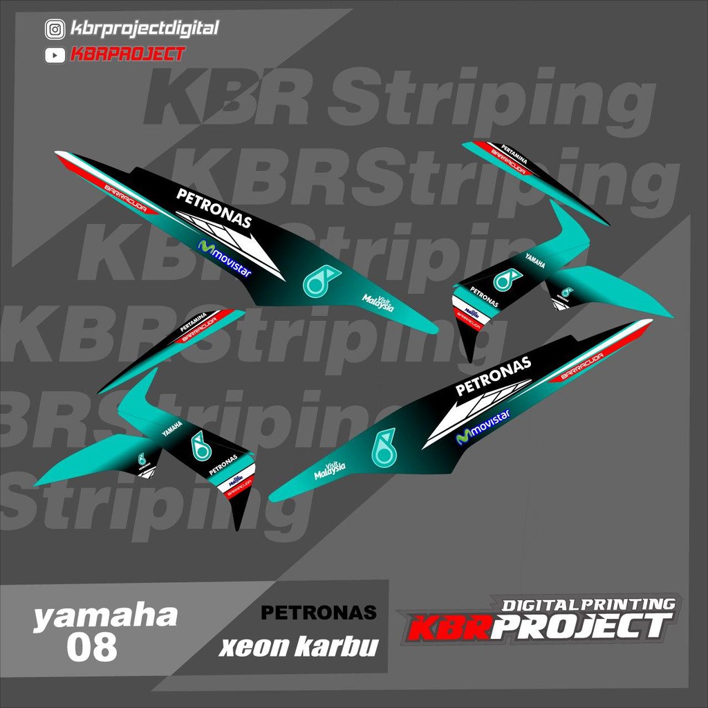 (cod) XEON KARBU Stiker Variasi stiker striping list motor YAMAHA XEON RC CARBU 08 Racing PETRONAS