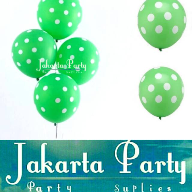 Balon Latek Hijau Polkadot