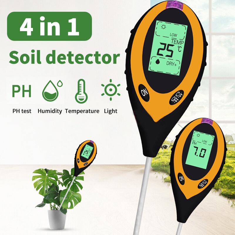 4 in 1 Soil Analyzer Tanah Tester Meter Moisture Meter PH Meter Sunlight Meter Suhu Alat Ukur