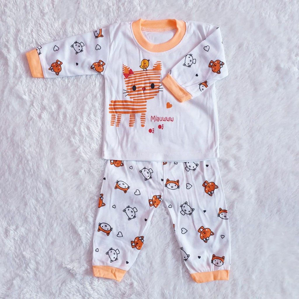 SETELAN ANAK PIYAMA KUCING USIA 0-12 BULAN / CYAND CLOTHING / PAKAIAN BABY ANAK