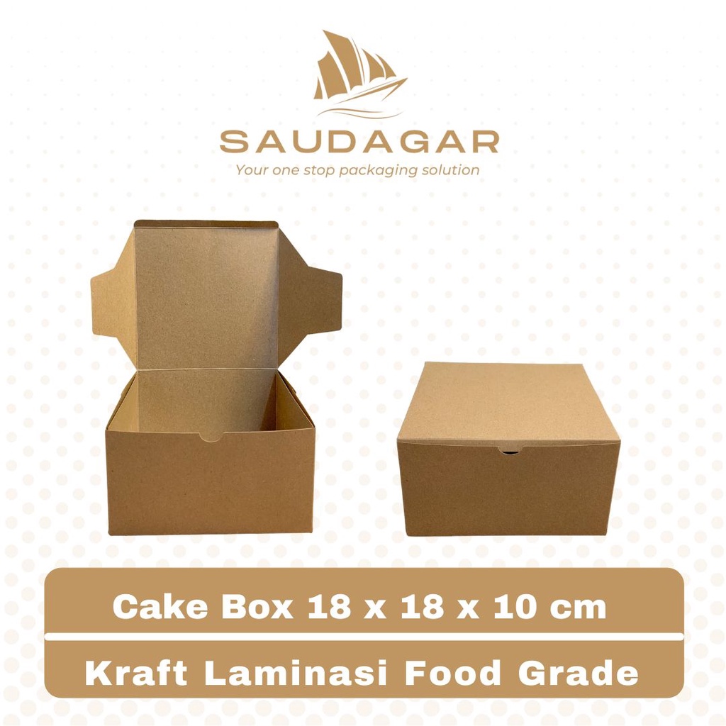 Cake box kraft laminasi / kotak kue bolu / tart / ulang tahun 18x18x10 cm