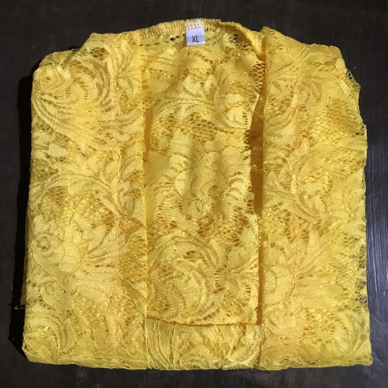 Kebaya Bali Brokat Sofia Bed Kutu Baru Atasan Tradisonal Modern Warna Seri 2-Kuning