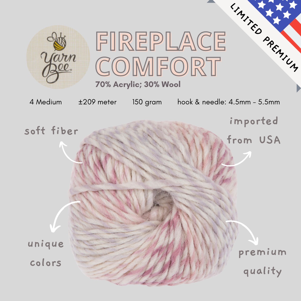 LIMITED USA - YARN BEE FIREPLACE COMFORT - BENANG RAJUT VARIEGATED PREMIUM SOFT CROCHET KNITTING YARN