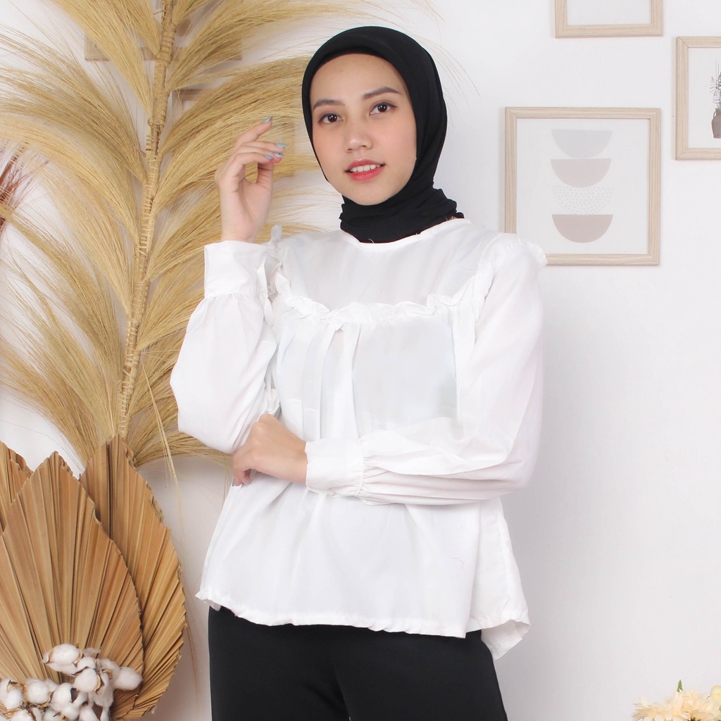 RX Fashion - Blouse Lolla I LAVANYA I Made top //Blouse Wanita -R1-PUTIH