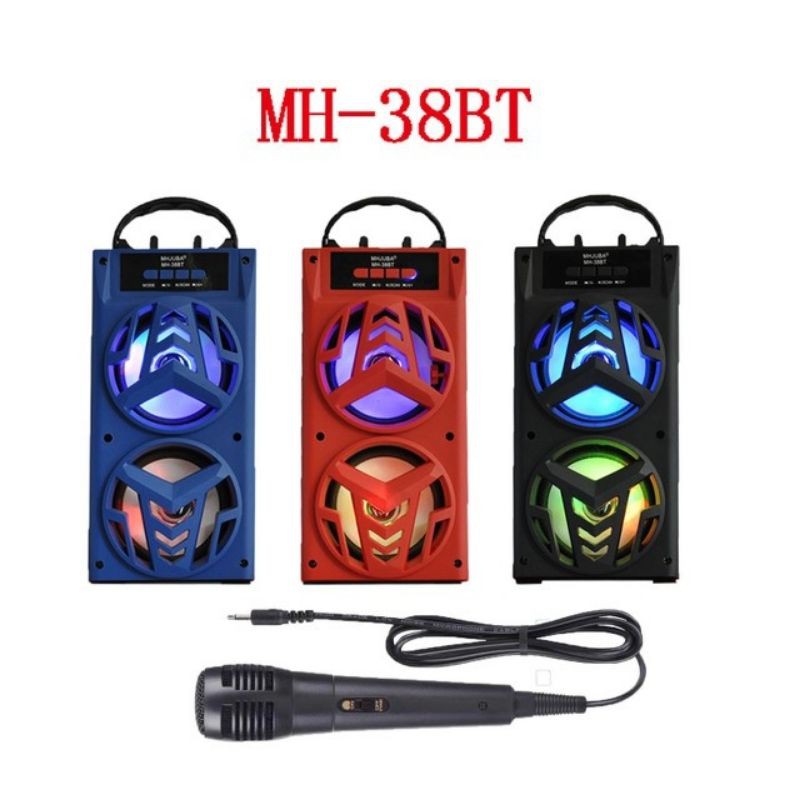 (COD) PORTABLE SPEAKER BLUETUUTH MH-38BT/ MH-36BT BONUS MIC KARAOKE FM RADIO USB MEMORY CARD AUX MIC