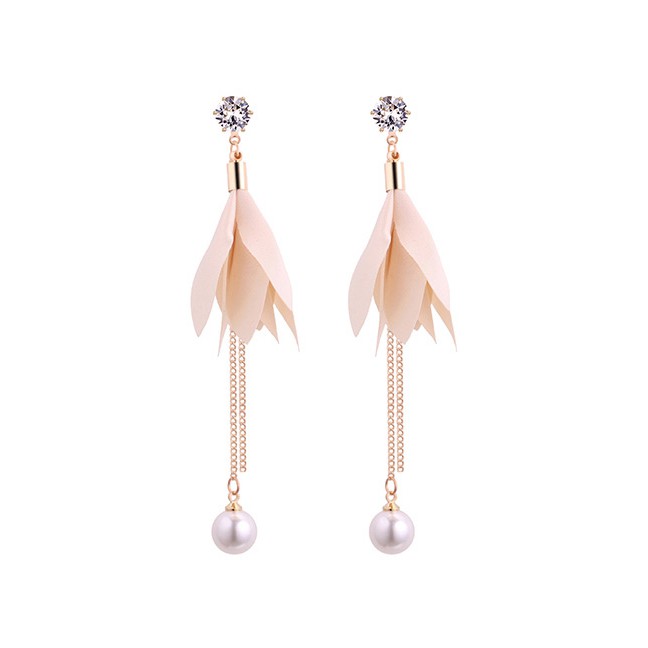 LRC Anting Tusuk Fashion Leaf Shape Decorated Earrings