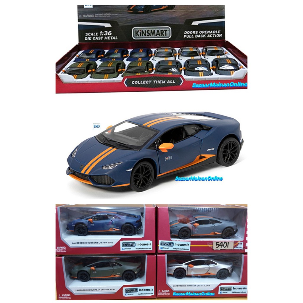Kinsmart Lamborghini Huracán LP610-4 Avio - KT5401 - Bahan Logam – Skala 1:36 - 12,7 cm – 150 gr