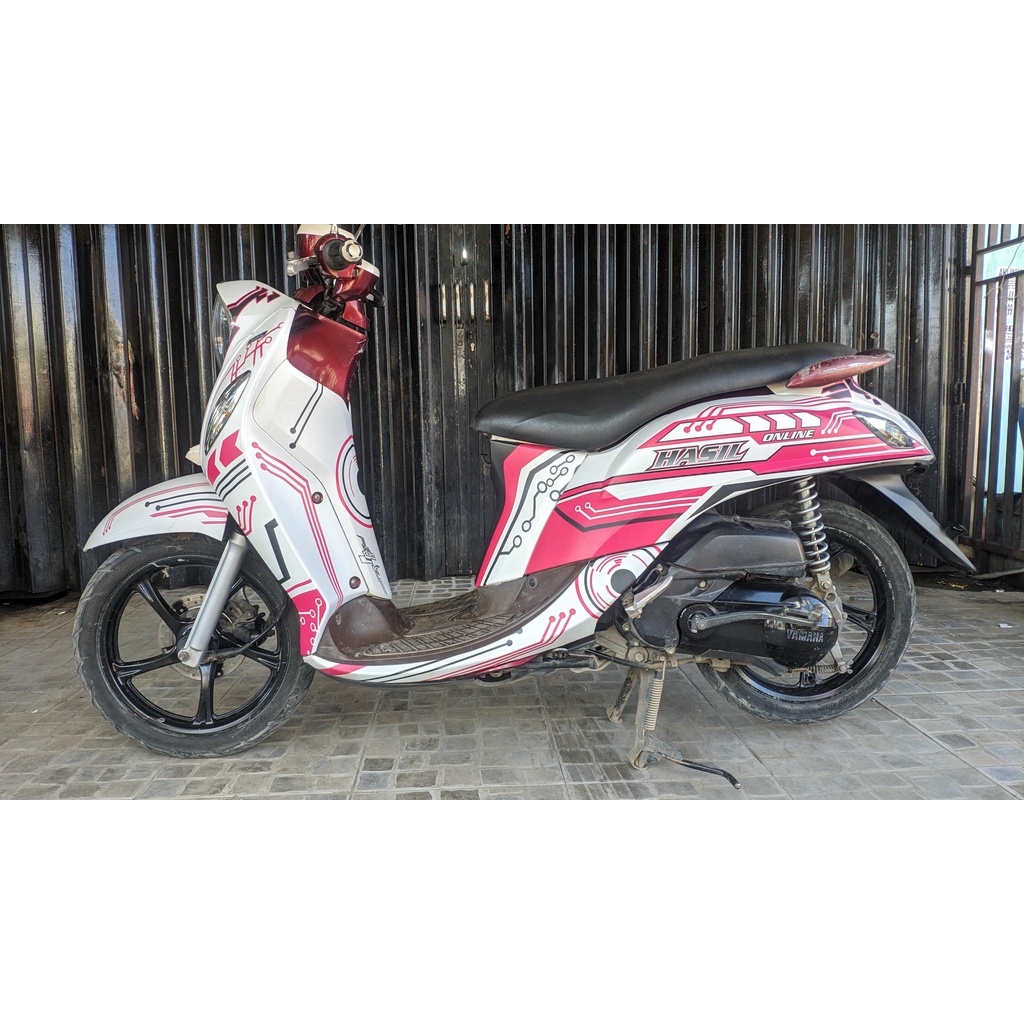 Stiker Fino 125 Decal Full Body Fino Grande, Sporty Premium White Pink Circuit Cyrcle Doff