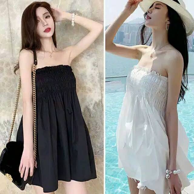 DRESS MINI KAMBEN RAYON BLACK WHITE