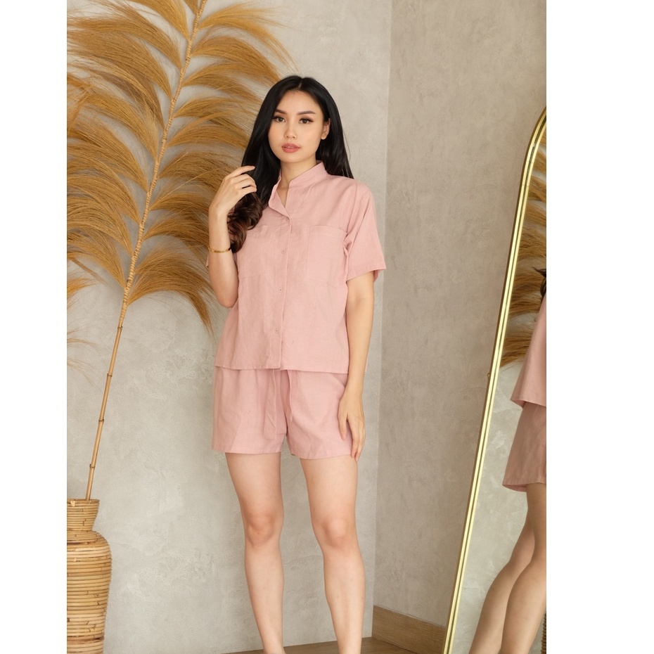 Lilian Set - Baju Celana Setelan Wanita-Dusty pink
