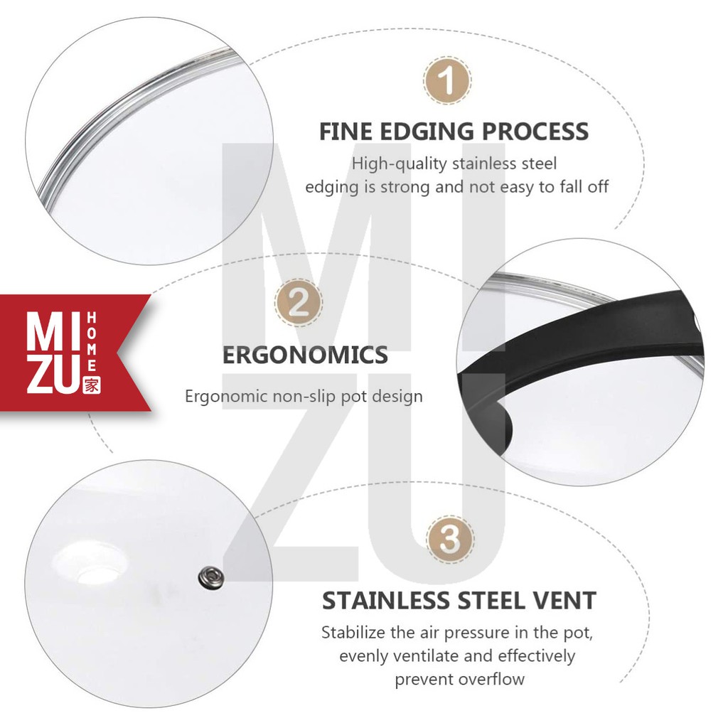 MIZU KAWARI S 12-18CM Pan Replacement Tempered Glass Lid Tutup Panci Kaca Pengganti-2