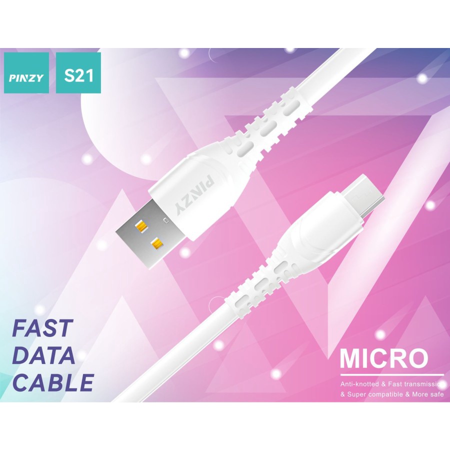 Kabel Data S21 Micro USB 2.4A Support Data Transmisi Panjang 1M