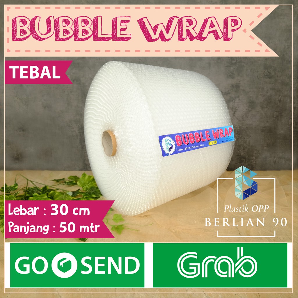

BUBBLE WRAP BENING ROLL 30 cm x 50 meter / BUBBLE WRAP TEBAL ROLL Khusus GOJEK GRAB