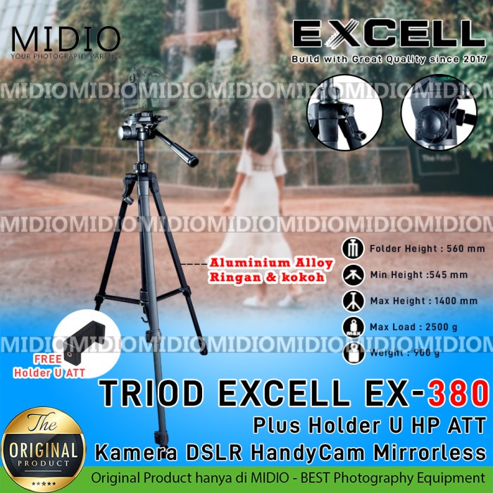 Jual TRIPOD EXCELL EX380 Plus Holder U HP ATT Kamera DSLR HandyCam Mirrorle Murah