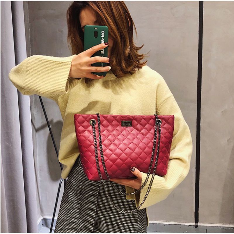 Tas Wanita Selempang/Rantai/Motif Kotak Kotak/Polos/Bag Besar/Original