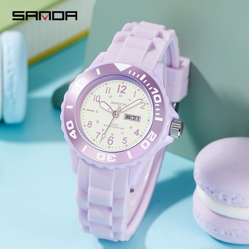 SANDA 1053 Jam Tangan Wanita Analog Tali Rubber Luminous Anti Air WATCHKITE WKOS