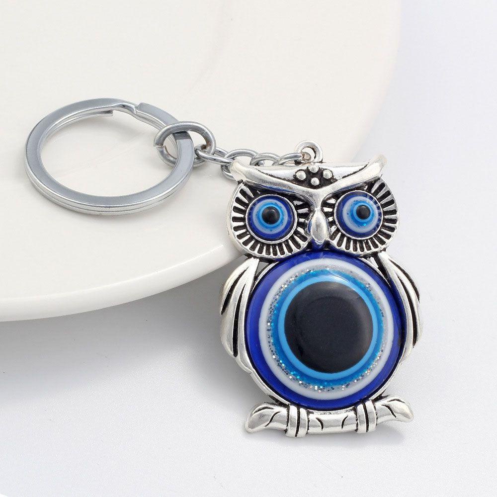 NEEDWAY Gantungan Kunci Mobil Charms Hanger Owl Biru Rumbai Lucky Charm Car Pendant