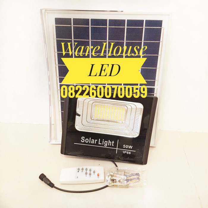 Lampu Sorot Solar Tenaga Surya 50W Led 50Watt Panel 50 Watt Kuning A
