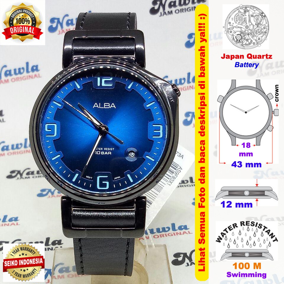 Alba Quartz AS9F83X1 Analog Blue Dial - Jam Tangan Pria AS9F83