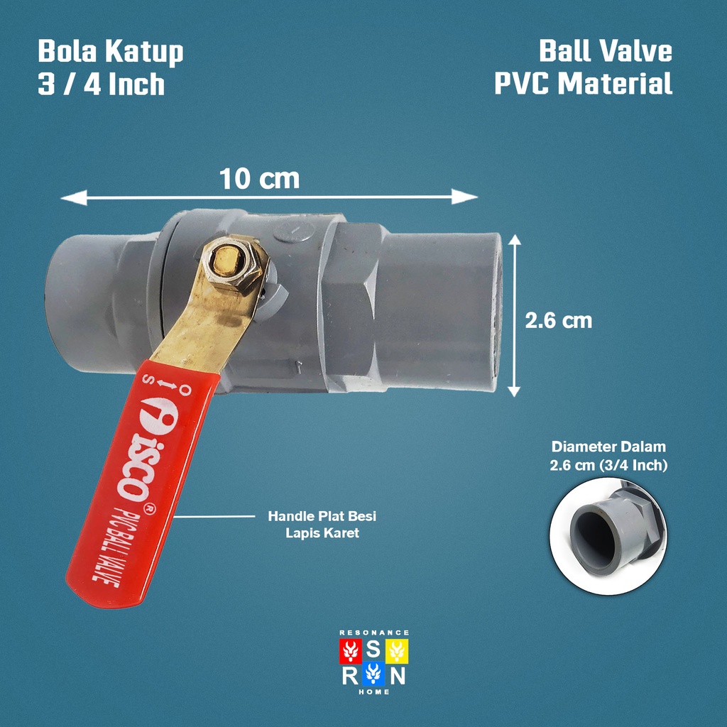 Ball Valve 3/4 Inch Gagang Besi / Bola Katup Resonance Home