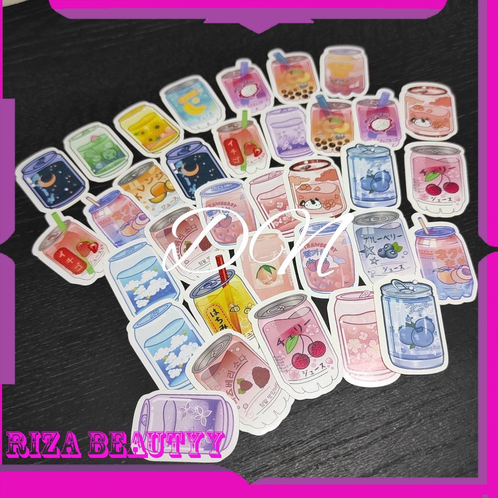 

34 pcs Stiker kertas gambar minuman kaleng 34pcs sticker accesoris aesthetic