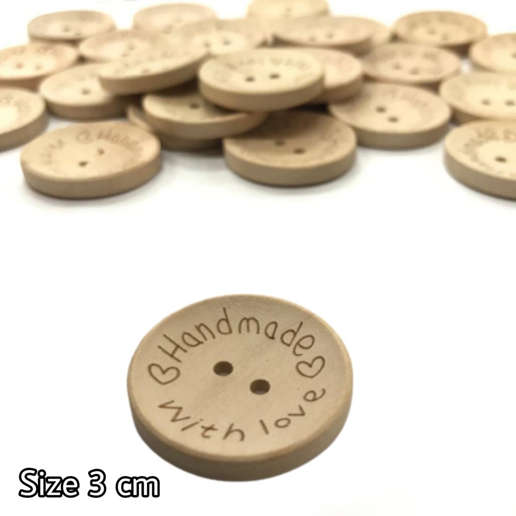 KANCING KAYU MOTIF HURUF HANDMADE DIY | UNTUK DEKORASI PERNIKAHAN 3 CM