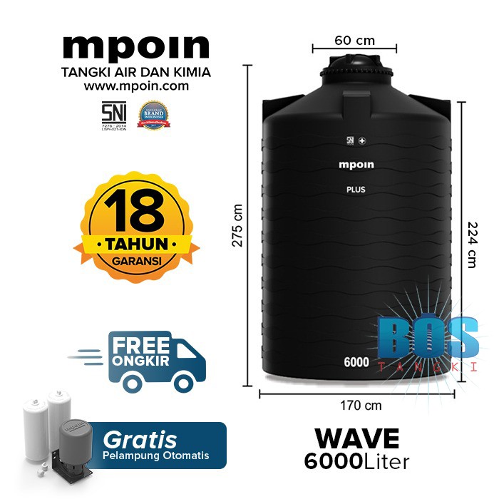 Tangki Air MPOIN PLUS 6000 Liter WAVE - Toren Air - Tandon Air