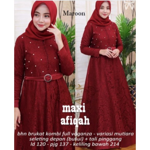 Baju Gamis Brukat Wanita Terbaru 2020 Model Kekinian Brokat Mutiara Pesta Kondangan Moscrepe
