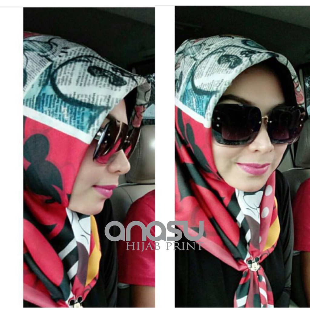 Voal Print scarf motif mickey mouse 097 Termurah by anasu