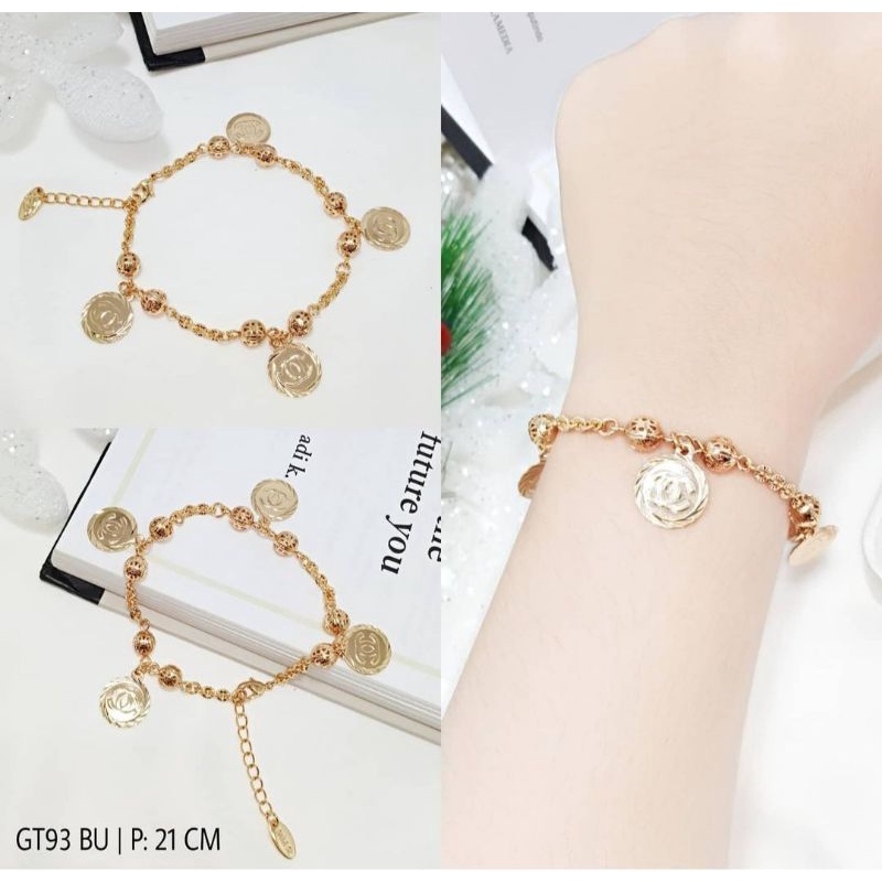 GELANG RANTAI XUPING WANITA BERLAPIS EMAS 28K GELANG MUTIARA PERMATA ZIRCON PREMIUM MURAH BERKUALITA