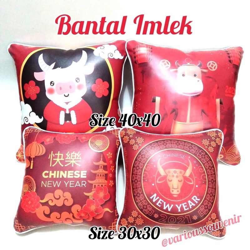 Bantal Imlek Chinese New Year Shio Kerbau Tahun 2021 Koko Cici Happy New Year Ox Kebo Waterproof