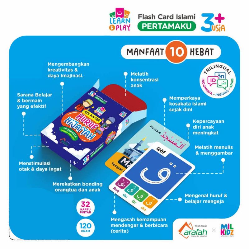 FLASH CARD AKU PINTAR HURUF HIJAIYAH - Kartu Hijaiyah Anak